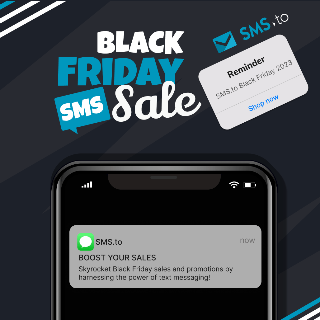 Black Friday SMS Sale banner provided by SMS.to